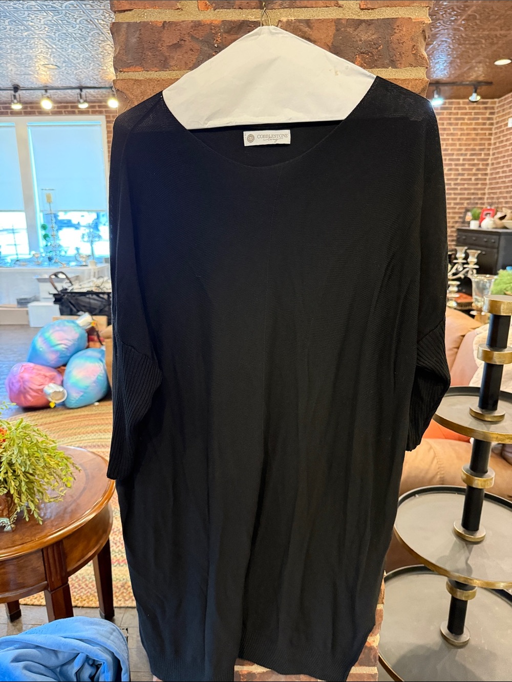 Coldwater Creek Black Rib-Sleeve Tunic Sweater